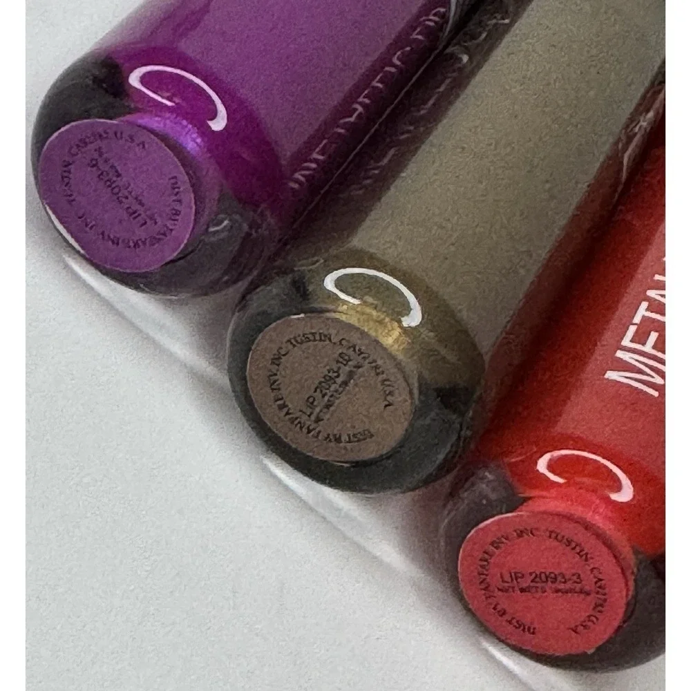 Amuse Metallic Lip Gloss Set – Bold Red, Gold, Purple Trio